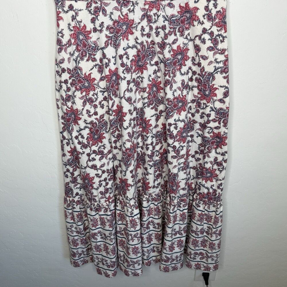 Chaps Med 100% Cotton Boho Tiered Halter Midi Dress Cottagecore Vacation Travel - Picture 3 of 14